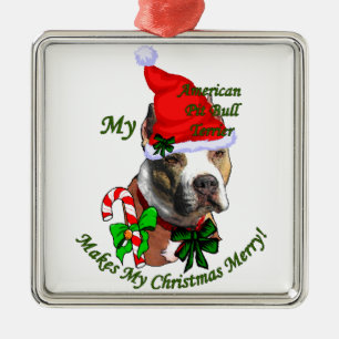 American Pit Bull Terrier Christmas Metal Ornament