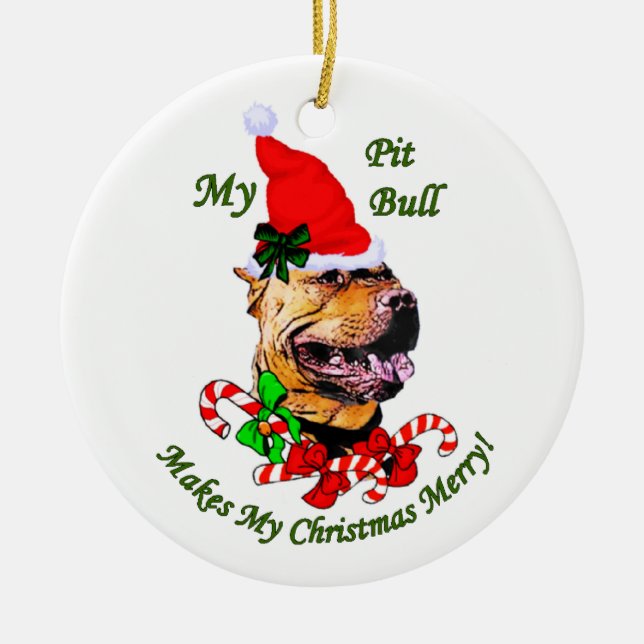 American Pit Bull Terrier Christmas Ornament (Front)