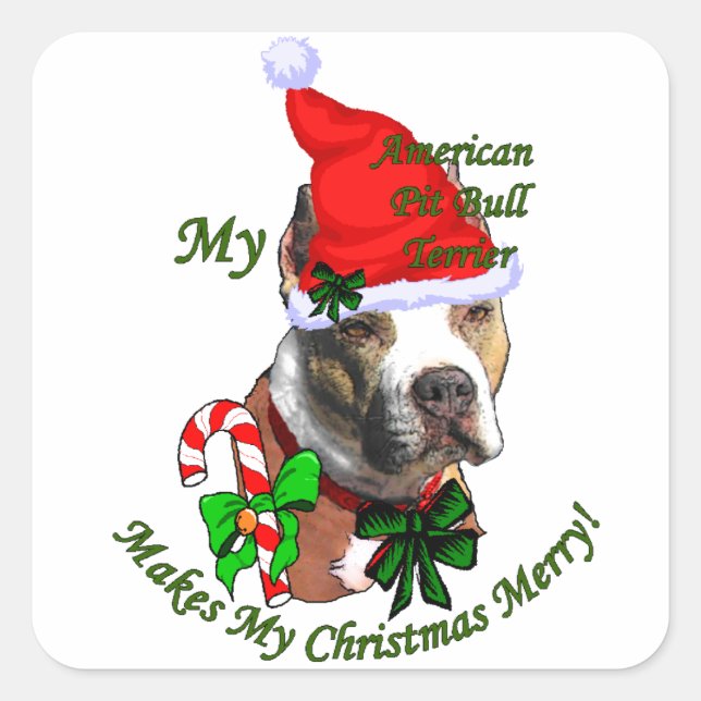 American Pit Bull Terrier Christmas Square Sticker (Front)
