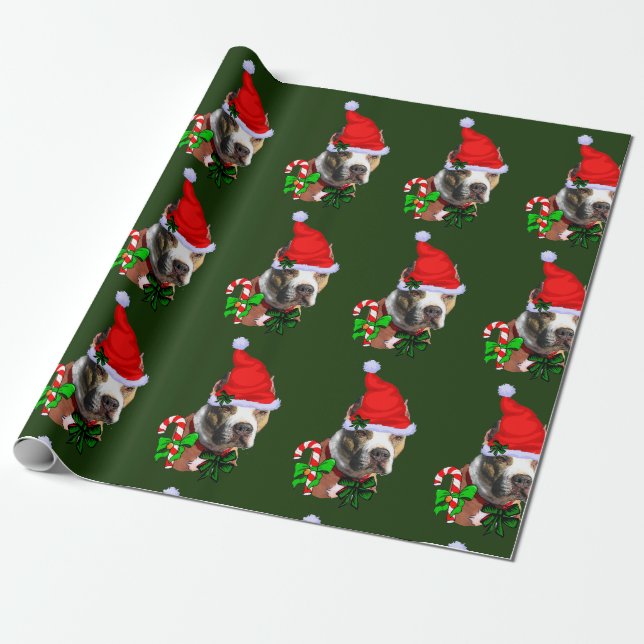 American Pit Bull Terrier Christmas Wrapping Paper (Unrolled)