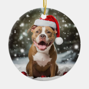 American Pit Bull Terrier Dog Christmas Keepsake Ceramic Ornament