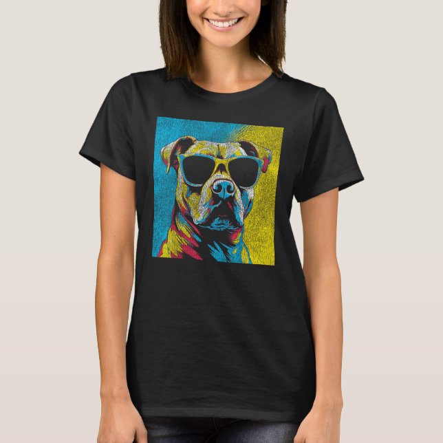 American Pit Bull Terrier Dog - Pop Art Retro Styl T-Shirt (Front)