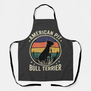 American Pit Bull Terrier Dog Vintage Sunset Rope Apron