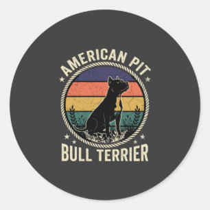 American Pit Bull Terrier Dog Vintage Sunset Rope Classic Round Sticker