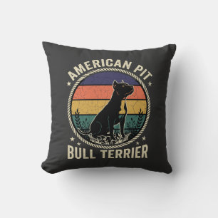 American Pit Bull Terrier Dog Vintage Sunset Rope Cushion