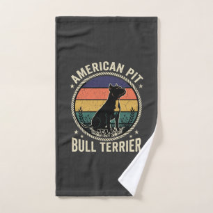 American Pit Bull Terrier Dog Vintage Sunset Rope Hand Towel