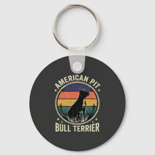 American Pit Bull Terrier Dog Vintage Sunset Rope Key Ring
