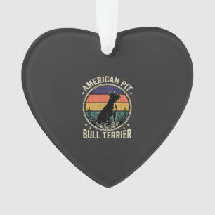 American Pit Bull Terrier Dog Vintage Sunset Rope Ornament