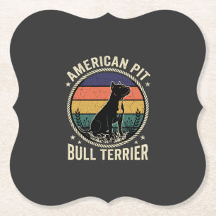 American Pit Bull Terrier Dog Vintage Sunset Rope Paper Coaster