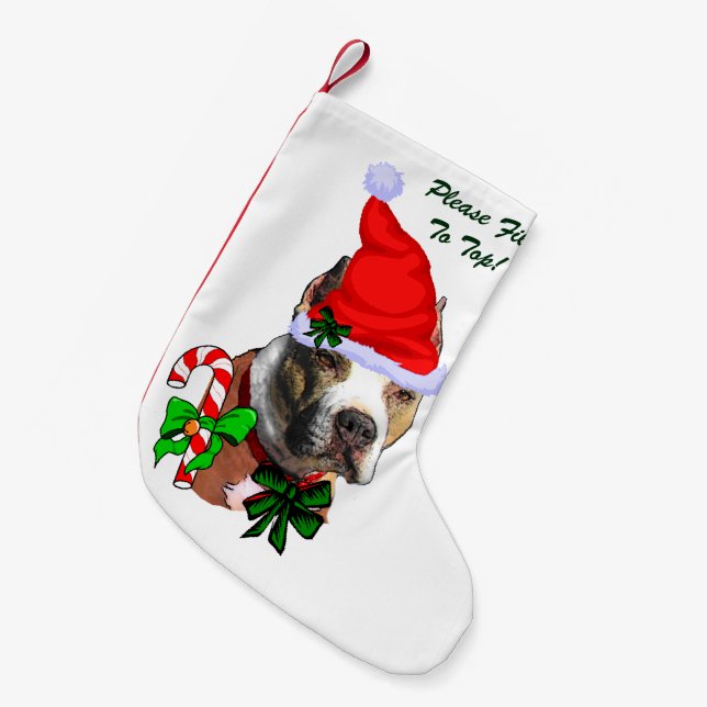American Pit Bull Terrier Merry Small Christmas Stocking (Front (Hanging))