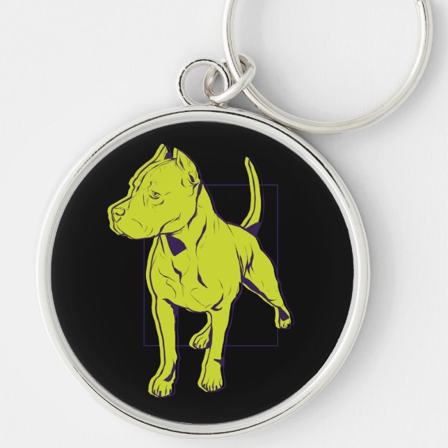 American Pit Bull Terrier Portrait Key Ring (Front)