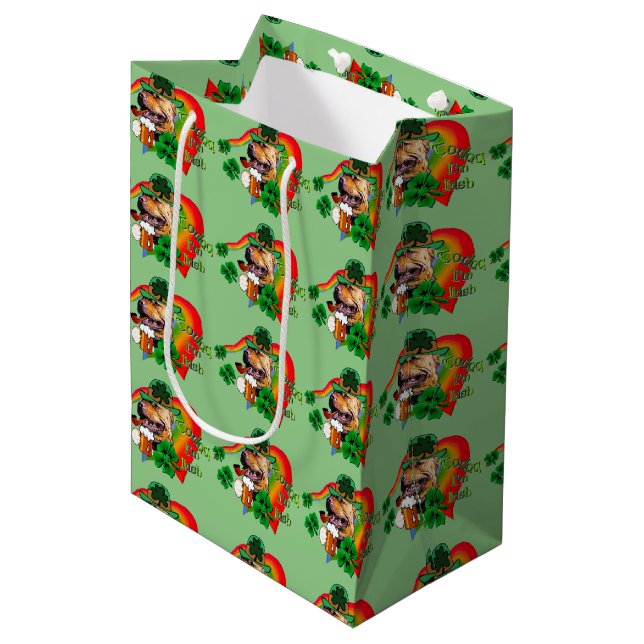 American Pit Bull Terrier Saint Patricks Day Medium Gift Bag (Front Angled)