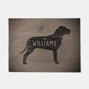 American Pit Bull Terrier Silhouette Personalised Doormat