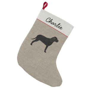 American Pit Bull Terrier Silhouette Personalised Small Christmas Stocking