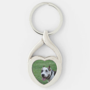 american pit bull terrier smiling key ring