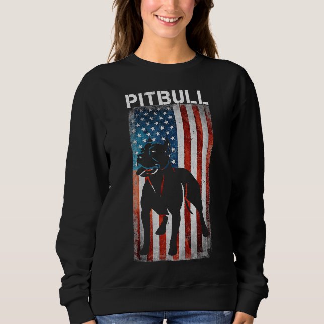 American Pit Bull Terrier Usa Flag Patriotic Dog L Sweatshirt (Front)