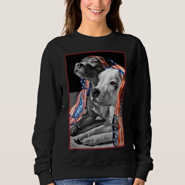 American Pit Bull Terrier Usa Flag Patriotic Dog   Sweatshirt (Front)