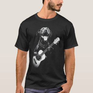 American Pitbull Playing Guitar - Funny Guitar Dog T-Shirt