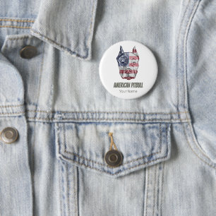 American Pitbull Terrier Bully Dog Vintage Flag 6 Cm Round Badge