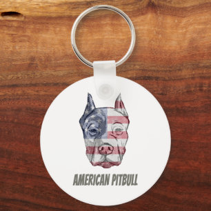 American Pitbull Terrier Bully Dog Vintage Flag Key Ring