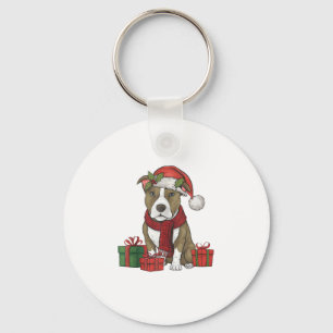 American Pitbull Terrier Dog Christmas Parties San Key Ring
