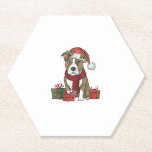 American Pitbull Terrier Dog Christmas Parties San Paper Coaster