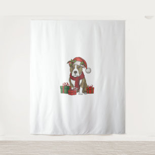 American Pitbull Terrier Dog Christmas Parties San Tapestry