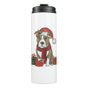 American Pitbull Terrier Dog Christmas Parties San Thermal Tumbler