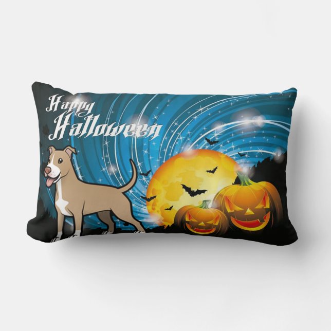 American Pitbull Terrier Happy Halloween Lumbar Cushion (Front)