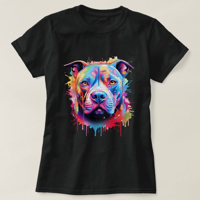 American Pitbull Terrier Splash Art Pitbull Dogs T-Shirt (Design Front)