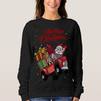 American Pitbull Terrier With Santa Claus In Red T Sweatshirt