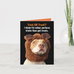 American Pitbull Trick or Treat Halloween Humour   Card