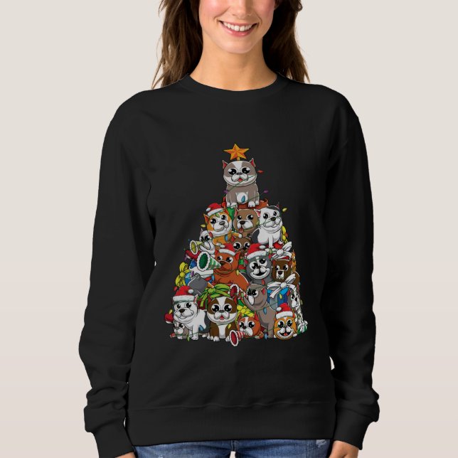 American pits bully dog breed Christmas Tree  Xmas Sweatshirt (Front)
