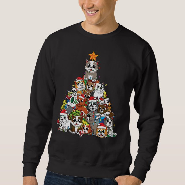 American Pits Bully Dog Breed Christmas Tree  Xmas Sweatshirt (Front)