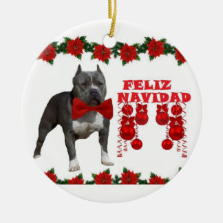 American Pitt bull Christmas Ceramic Ornament