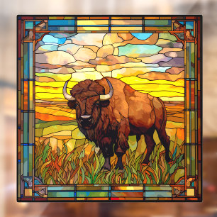 American Plains Buffalo Bison Faux Stained Glass