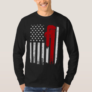 American Plumber Flag Patriotic Plumbing Pipefitte T-Shirt