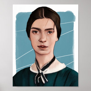American Poet Emliy Dickinson Illustration  Poster