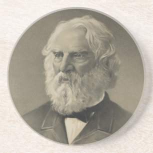 American Poet Henry Wadsworth Longfellow Portrait Coaster