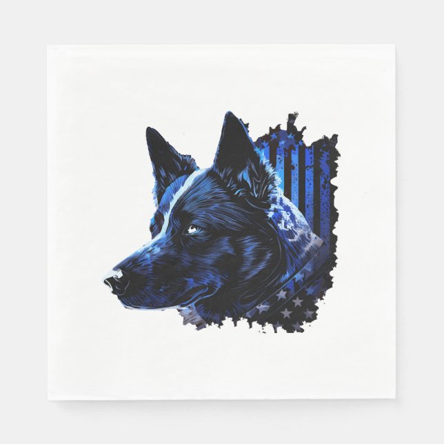 American Police Flag K9 Unit Patriotic Dog Lover Napkin (Front)
