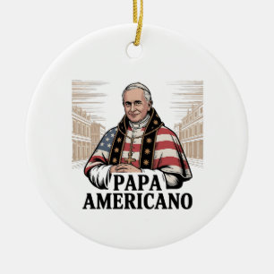 American Pope Leo Catholic Church Christian Faith Ceramic Ornament