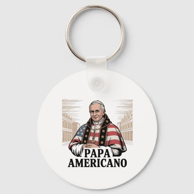 American Pope Leo Catholic Church Christian Faith  Key Ring (Front)