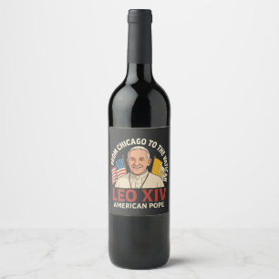 American Pope Leo Catholic Church Christian Faith Wine Label