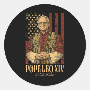 American Pope Leo Xiv 267th U.s. Flag Catholic Vin Classic Round Sticker