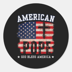 American Pope Leo Xiv Vintage Christian Tees Classic Round Sticker