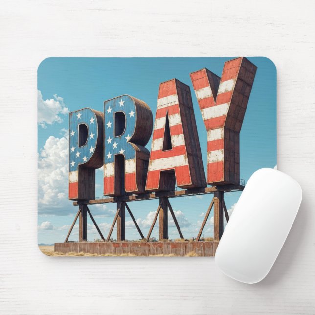 American PRAY Sign On Farmland Mouse Pad (With Mouse)