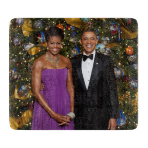 American President Barack Obama on Christmas Card Cutting Board