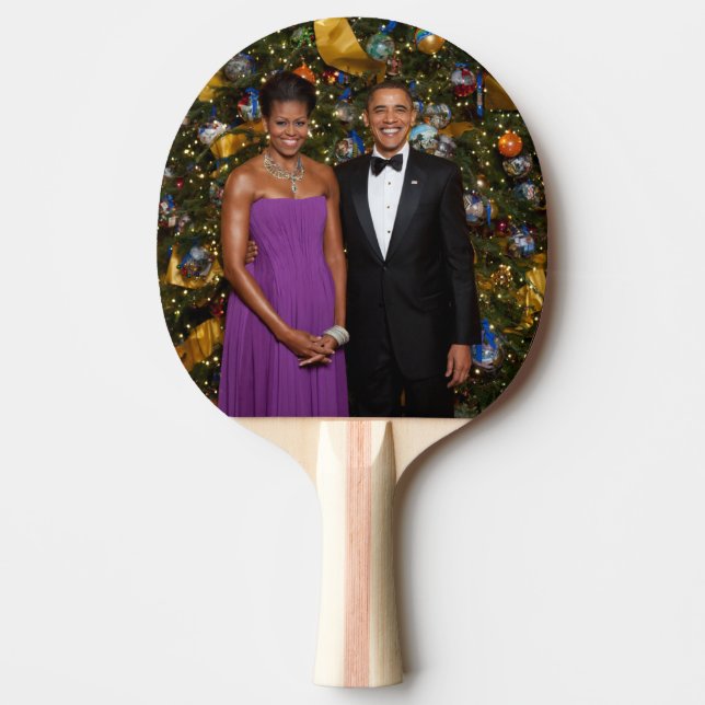 American President Barack Obama on Christmas Card Ping Pong Paddle (Front)