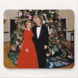 American President Bill Clinton Christmas Card Mouse Pad