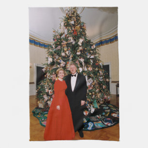 American President Bill Clinton Christmas Card Tea Towel